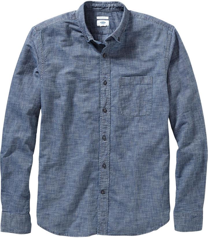 NEW MEN'S M L MT LT OLD NAVY SLIM FIT CHAMBRAY DENIM WESTERN