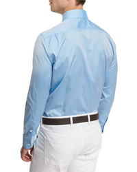 Ermenegildo Zegna Summer Chambray Long Sleeve Sport Shirt Light Blue