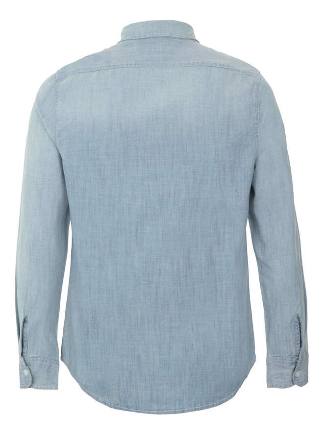 Topman Blue Chambray Shirt, $70 | Topman | Lookastic