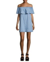 7 For All Mankind Off The Shoulder Chambray Dress