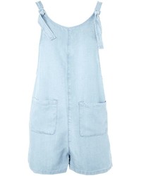 Topshop Moto Knot Tie Chambray Playsuit
