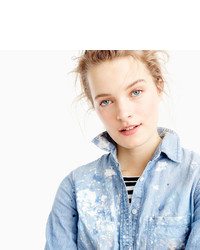 J.Crew Limited Edition Always Chambray Shirt In Paint Splatter
