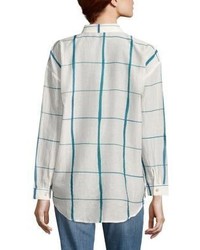 Eileen Fisher Windowpane Organic Cotton Silk Shirt