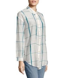 Eileen Fisher Windowpane Organic Cotton Silk Shirt