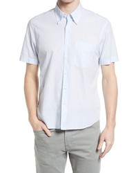 Scott Barber Luxury Cotton Chambray Short Sleeve Shirt In Blue At Nordstrom