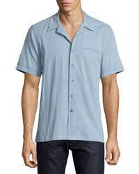Ovadia & Sons Short Sleeve Chambray Shirt Light Blue
