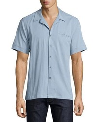 Ovadia & Sons Short Sleeve Chambray Shirt Light Blue