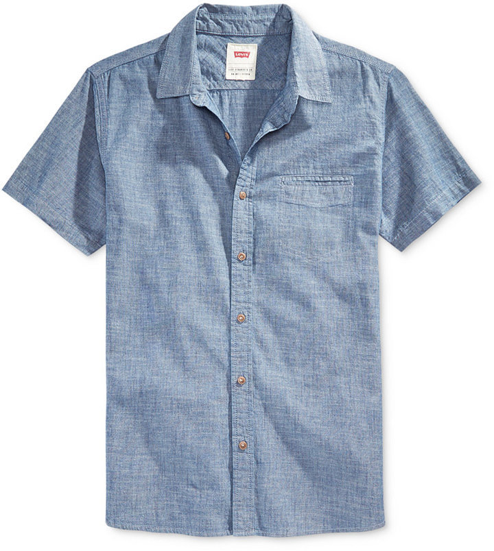 Levi's Short Sleeve Chambray Shirt, $54 | Macy's | Lookastic