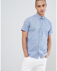 Selected Homme Short Sleeve Shirt In Blue Chambray