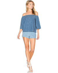 Alice + Olivia Deacon High Waisted Shorts In Blue