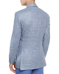 Canali Sienna Contemporary Fit Check Sport Coat Light Blue