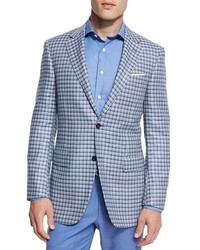 Canali Sienna Contemporary Fit Check Sport Coat Light Blue