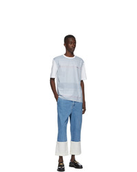 Lanvin White And Blue Checkered T Shirt