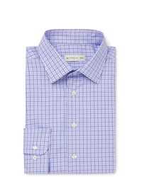 Etro Blue Slim Fit Checked Cotton Poplin Shirt