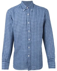 Canali Checked Pattern Classic Button Down Shirt