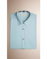 Burberry Check Detail Stretch Cotton Shirt