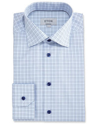 Eton Contemporary Fit Grid Check Dress Shirt Light Bluenavy