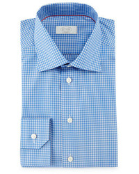 Eton Contemporary Fit Saturated Check Dress Shirt Blue