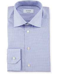 Eton Contemporary Fit Small Check Dress Shirt Lavender