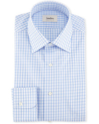 Neiman Marcus Large Check Dress Shirt Bluewhite