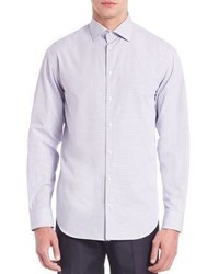 Armani Collezioni Modern Fit Checked Cotton Dress Shirt