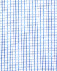 Thomas Dean Non Iron Check Print Dress Shirt Light Blue