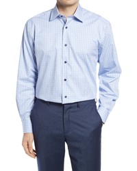 David Donahue Regular Fit Plaid Twill Dress Shirt In Blue At Nordstrom