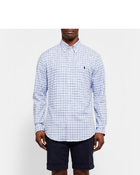 Polo Ralph Lauren Slim Fit Button Down Collar Checked Stretch Cotton Oxford Shirt