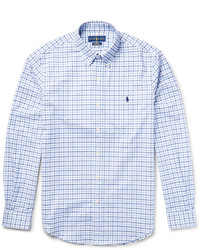 Polo Ralph Lauren Slim Fit Button Down Collar Checked Stretch Cotton Oxford Shirt
