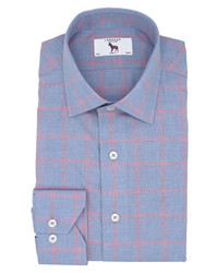 Lorenzo Uomo Trim Fit Windowpane Dress Shirt