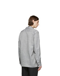 Schnaydermans Blue And Grey Linen Boxy Overshirt Jacket
