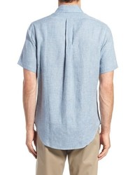 Brooks Brothers Regent Fit Short Sleeve Check Linen Sport Shirt