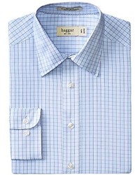 Haggar Check Poplin Long Sleeve Regular Fit Point Collar Shirt