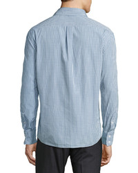 Brunello Cucinelli Check Woven Sport Shirt Medium Blue
