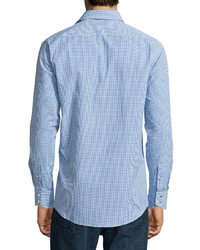 Neiman Marcus Classic Fit Check Sport Shirt Blue