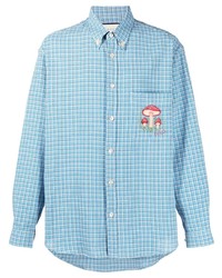 Gucci Embroidered Mushroom Checked Shirt