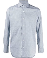 Barba Micro Check Print Long Sleeved Shirt