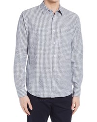 Vince Microplaid Cotton Linen Button Up Shirt