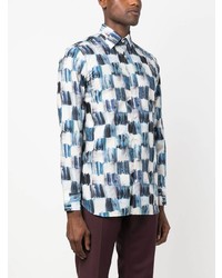 Gabriele Pasini Painterly Checkerboard Print Cotton Shirt