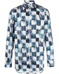 Gabriele Pasini Painterly Checkerboard Print Cotton Shirt