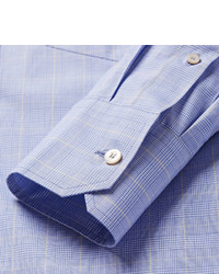Prada Slim Fit Button Down Collar Checked Cotton Poplin Shirt