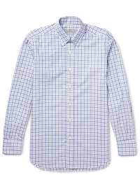 Canali Slim Fit Button Down Collar Checked Cotton Shirt
