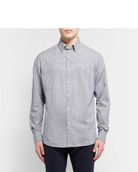 Ermenegildo Zegna Slim Fit Button Down Collar Micro Checked Cotton Shirt