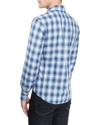 Tom Ford Western Style Check Sport Shirt Blue