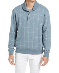 Light Blue Check Polo Neck Sweater