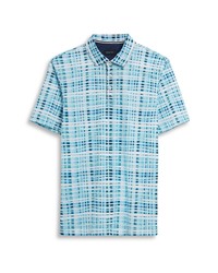 Bugatchi Digital Check Print Polo In Turquoise At Nordstrom