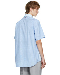 Thom Browne Blue Funmix Hairline Check Short Sleeve Shirt
