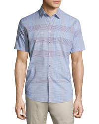 Burberry Modern Fit Short Sleeve Check Sport Shirt Hydrangea Blue