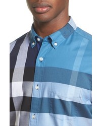 Burberry Sawick Trim Fit Short Sleeve Check Sport Shirt