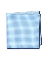 Light Blue Check Silk Pocket Square